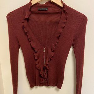 Prada Zip up Sweater in Cranberry